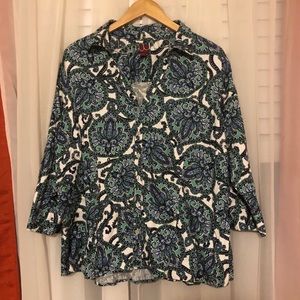 212 Collection Green Paisley Print Top (2X)
